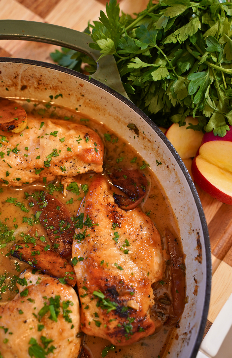 NEW ENGLAND APPLE CIDER CHICKEN WITH CARAMELIZED APPLES & SAGE