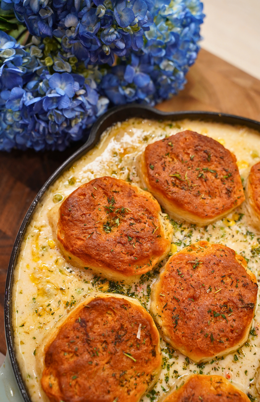 BROWN BUTTER LOBSTER POT PIE WITH BUTTERMILK BISCUITS
