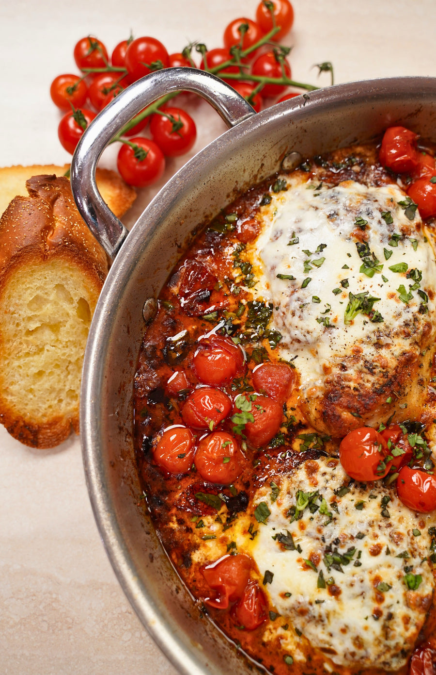 CHICKEN WITH BURRATA & BURST TOMATOES