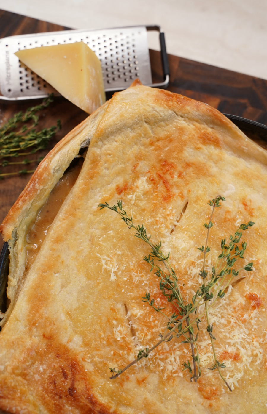FRENCH ONION CHICKEN POT PIE WITH GRUYÈRE PUFF PASTRY